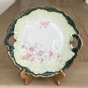 Vintage Hand Painted Cake Plate with handles